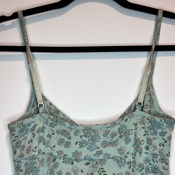 Aritzia Wilfred Bustier Long Tank  w/Adjustable Straps Sz XS Mint Green floral - Picture 6 of 9